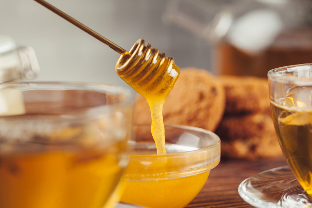 Cup of tea with lemon and honey